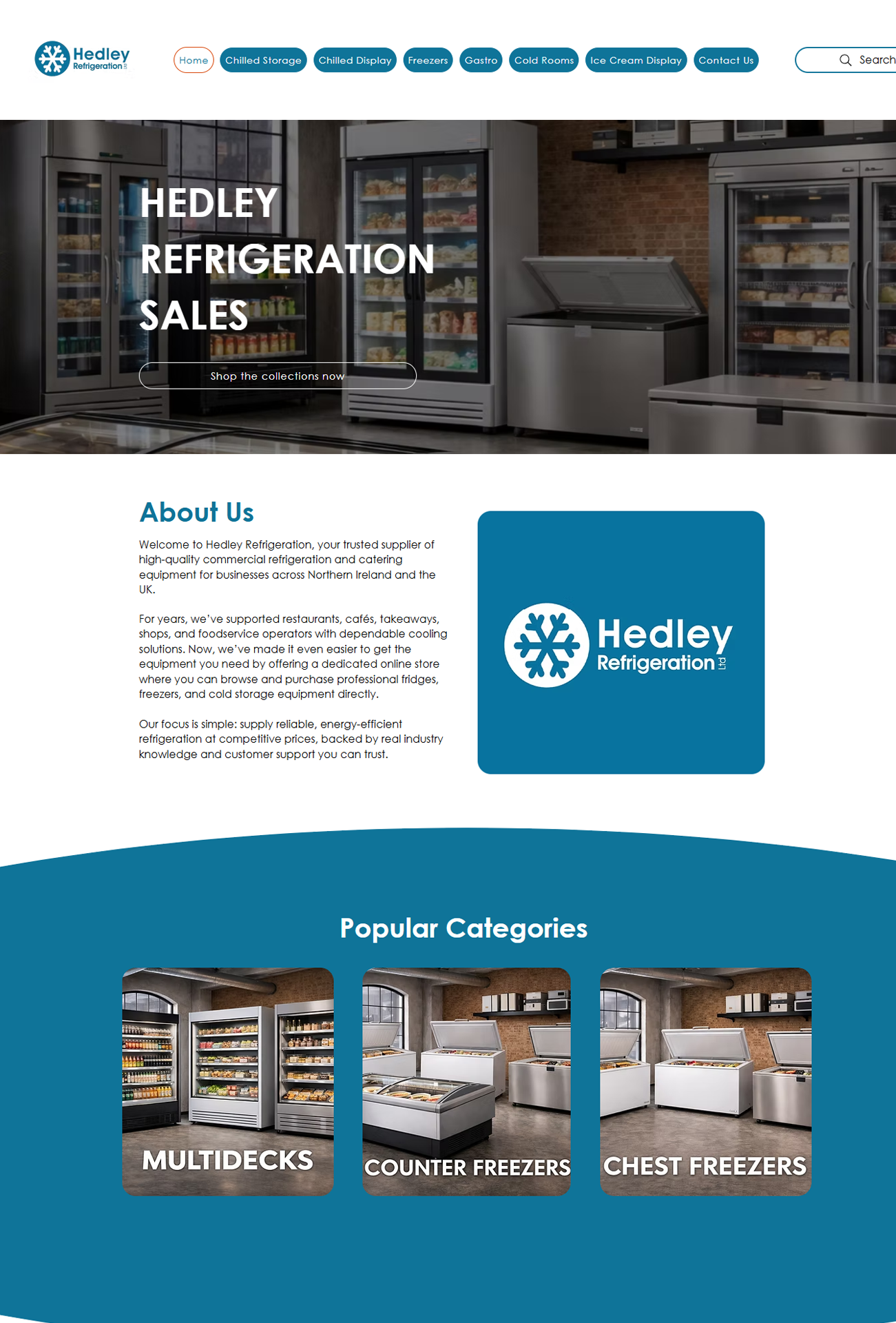 Hedley Refrigeration Sales website screenshot